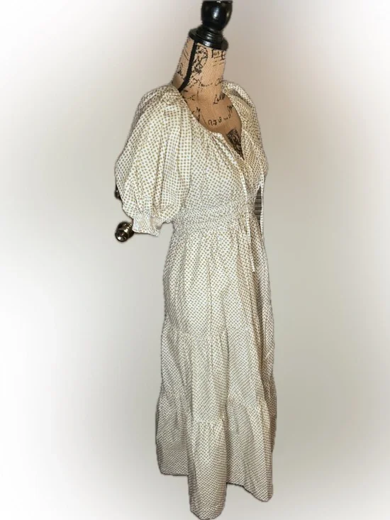 Anthropologie The Somerset Cotton Cottagecore Puff Sleeve Peasant Maxi Dress XS - Picture 5 of 12